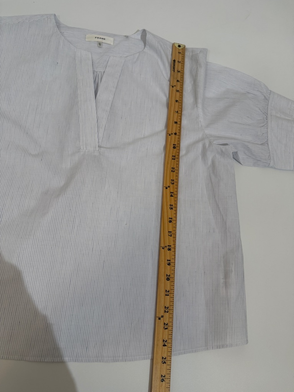 Frame V-neck Popover Short Sleeve Cotton Top Blouse Size XL EUC - Picture 9 of 13
